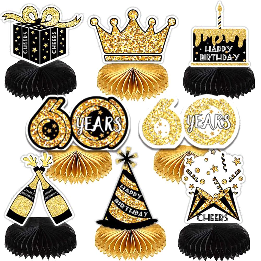 8 Pcs/set Paper Birthday Party Honeycomb Ball Decoration 18/40/50/60-year-old Desktop Gifts Decoration Photo Favor Booth Props