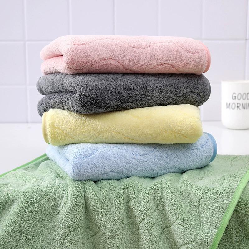 Water Rippled Bath Towel Coral Velvet Not Lose Hair Wash Face Towel Couple Large Bath Towel Thickened Water Moisture-wicking Rapid Drying Beach