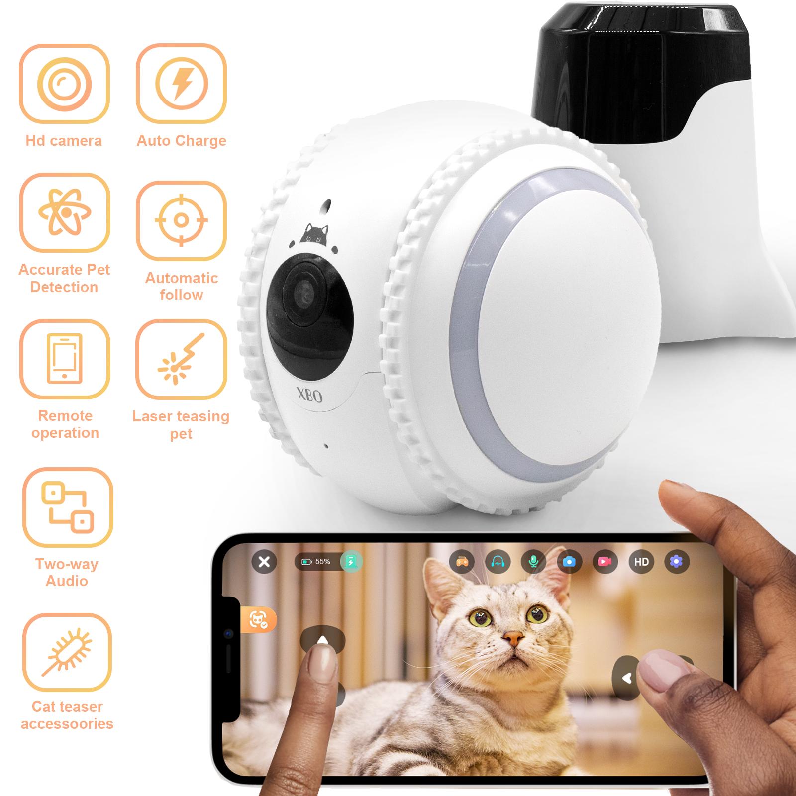 

Smart Pet Cat Robot Camera AI Pets Recognition Auto Tracking Remote Cats Companion Robots Two-way Voice Function Cameras XBO APP гагат