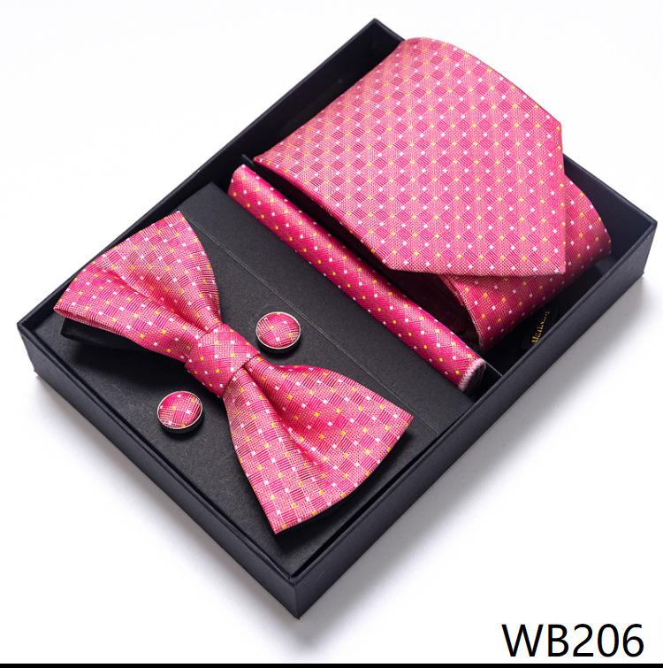 Men'S Business Dress Party Tie Gift Box Fashion Tie Square Scarf Combination Set Tie Bow Tie Set
