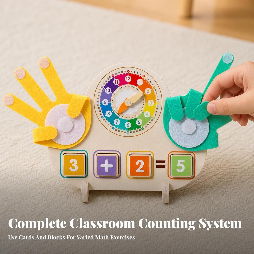 Preschool Mathematics Teaching Board Hands-on 2-in-1 Math and Clock Learning Toy