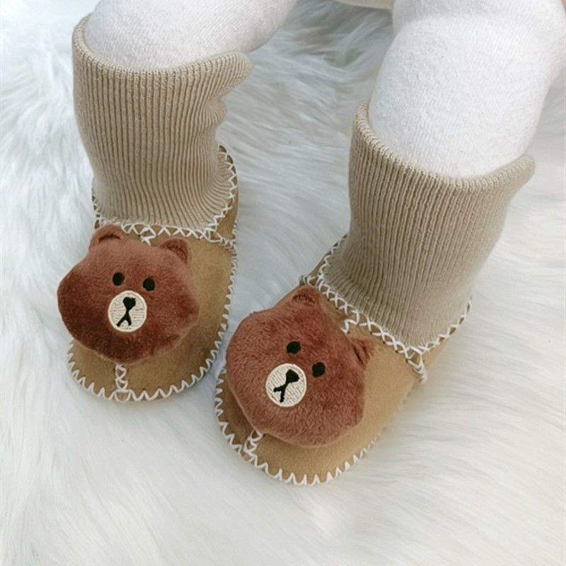 Winter Soft-soled Newborn Baby Cotton Shoes 0-6 Months Thickened Baby Anti-drop Socks Shoes Keep Warm and Do Not Lose Fluff Shoes