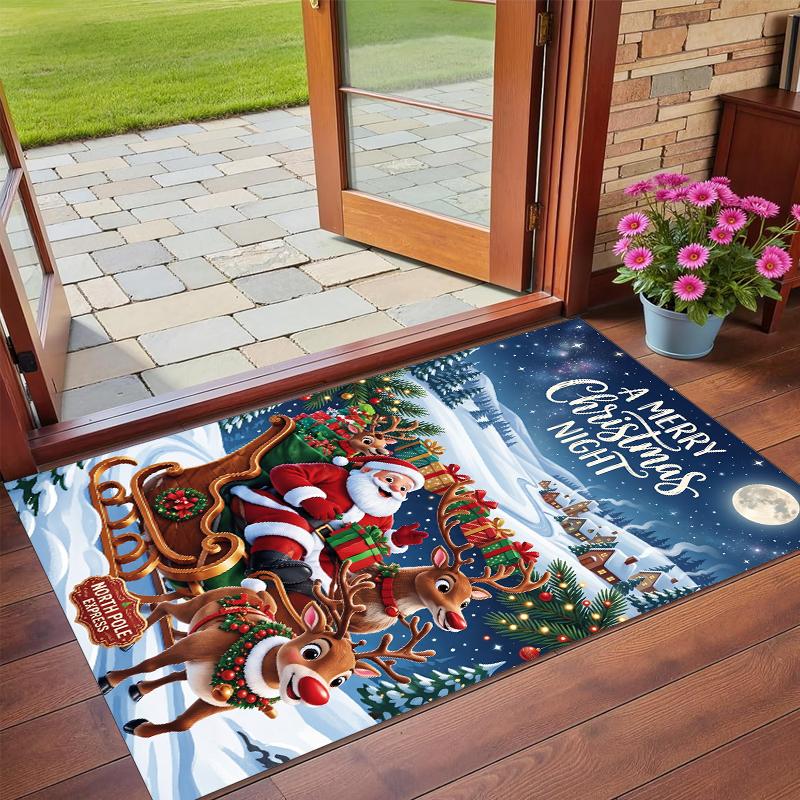 Christmas Printed Square Area Rug Soft Non Slip Floor Carpet For Bedroom Holiday Gift