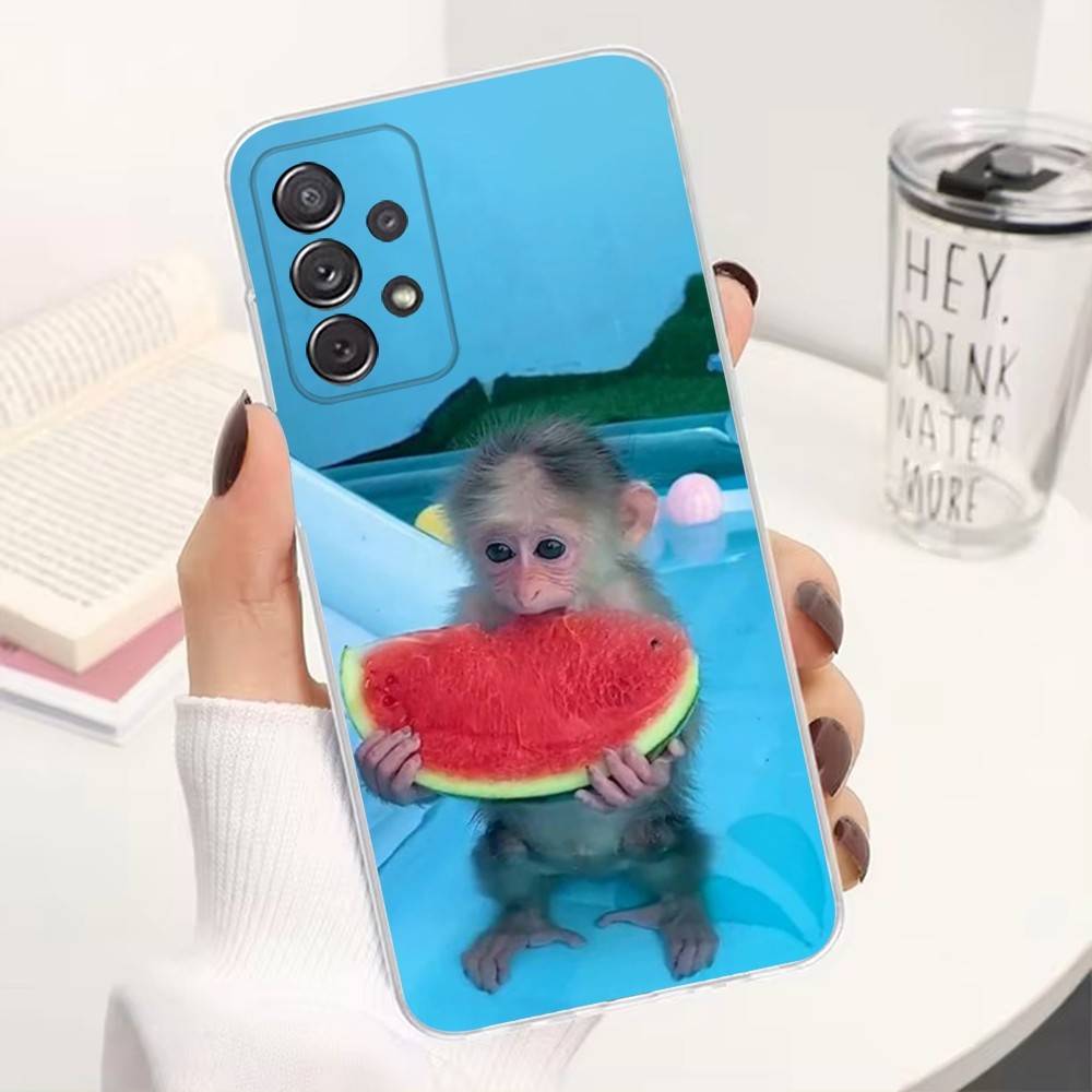 Cute Funny Monkey For Samsung A30,51,71,S9,Ultra,S20,FE,21,PIus,10,22,Lite,23,Transparent, Silicone Case