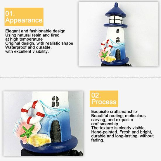 Solar Lighthouse Lawn Light, Outdoor Garden Lighthouse Statue Solar Light, Waterproof Solar Pathway Light for Patio Lawn Yard