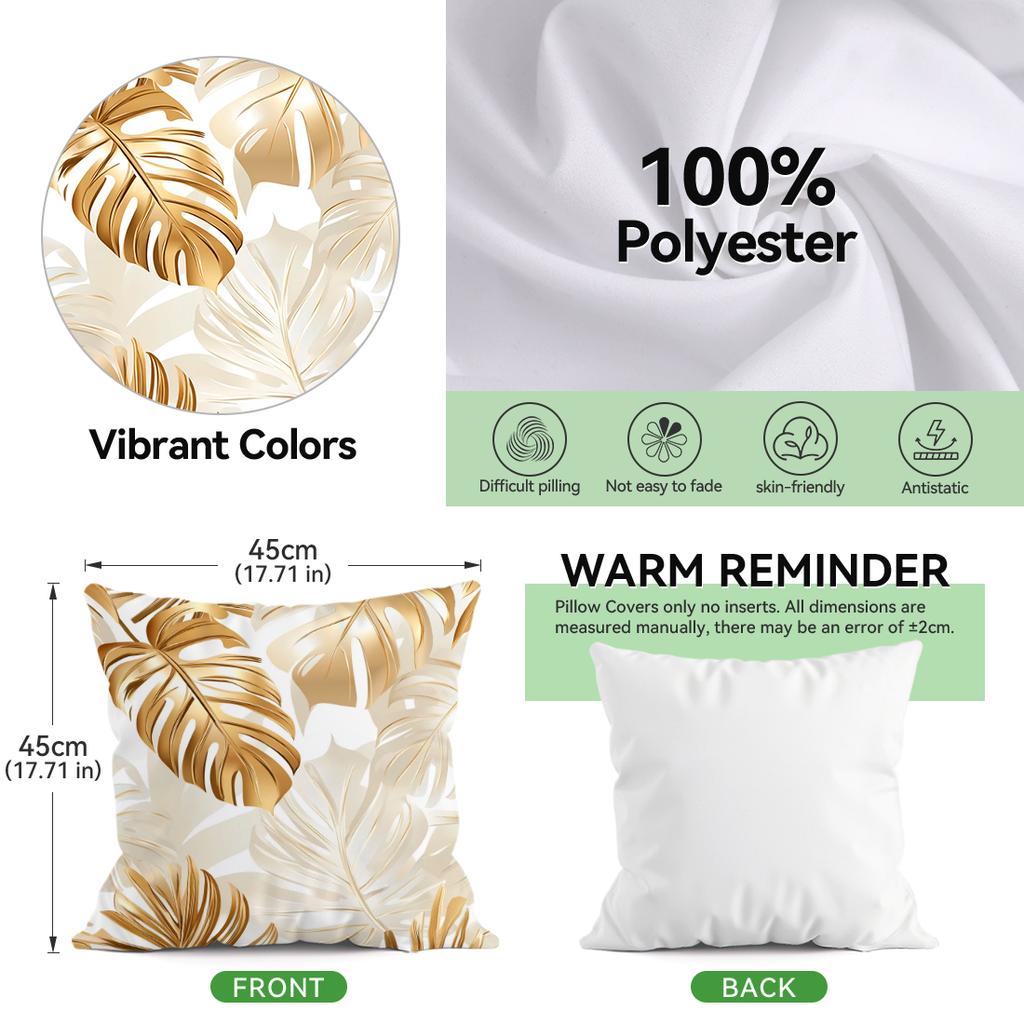 Golden Leaves Cushion Pillowcase Printed Polyester 40/45/50Cm Throw Pillowcover Decorative Sofa Cushion Pillowslip Home Decor