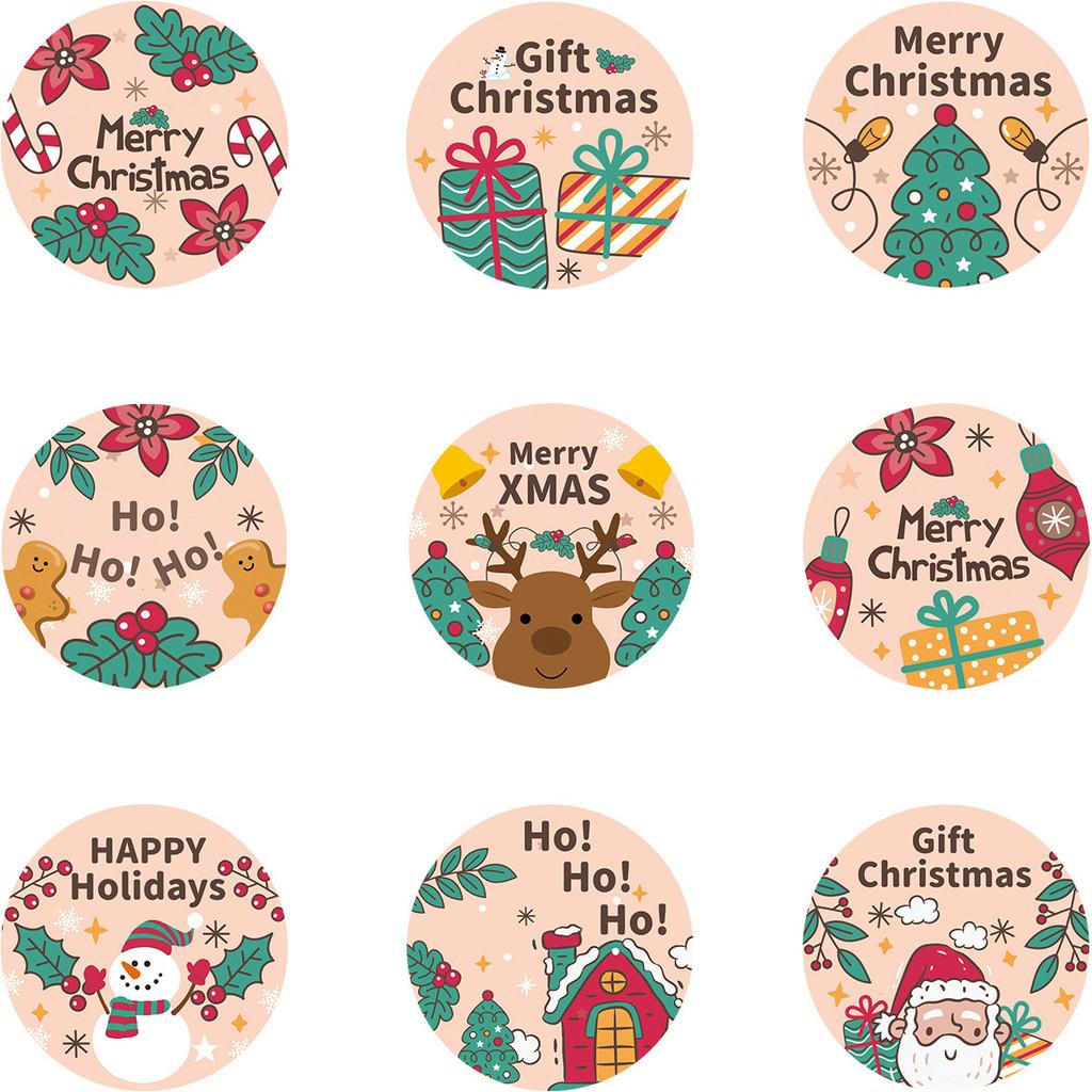 Adhesive Self Christmas Sticker With Santa And Reindeer For Gift Bag Decor Party