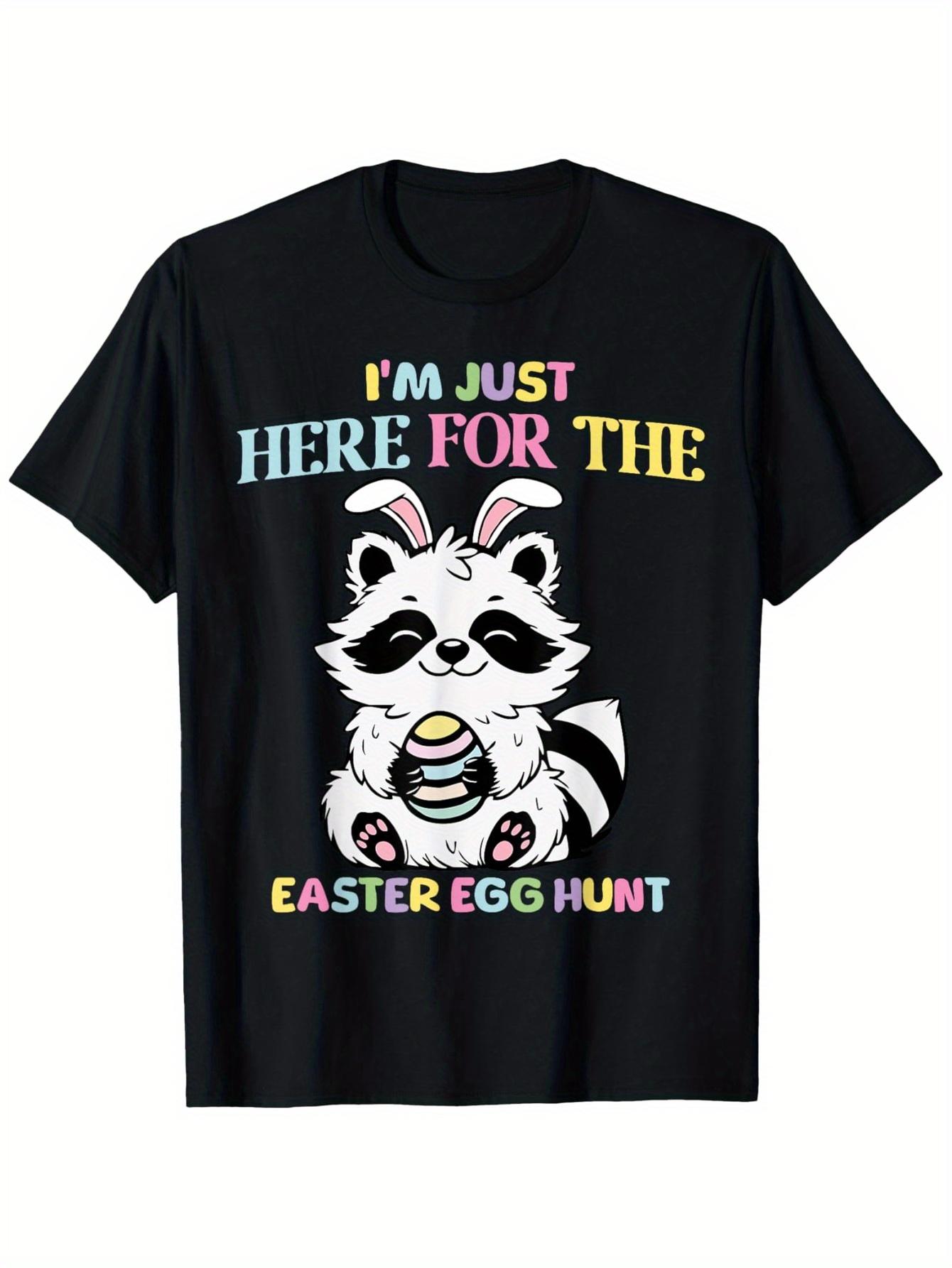 Funny Easter Egg Hunt Squirrel Graphic TShirt 100 Cotton 180gsm Breathable Crewneck Tee for Men Women Casual Short Sleeve S