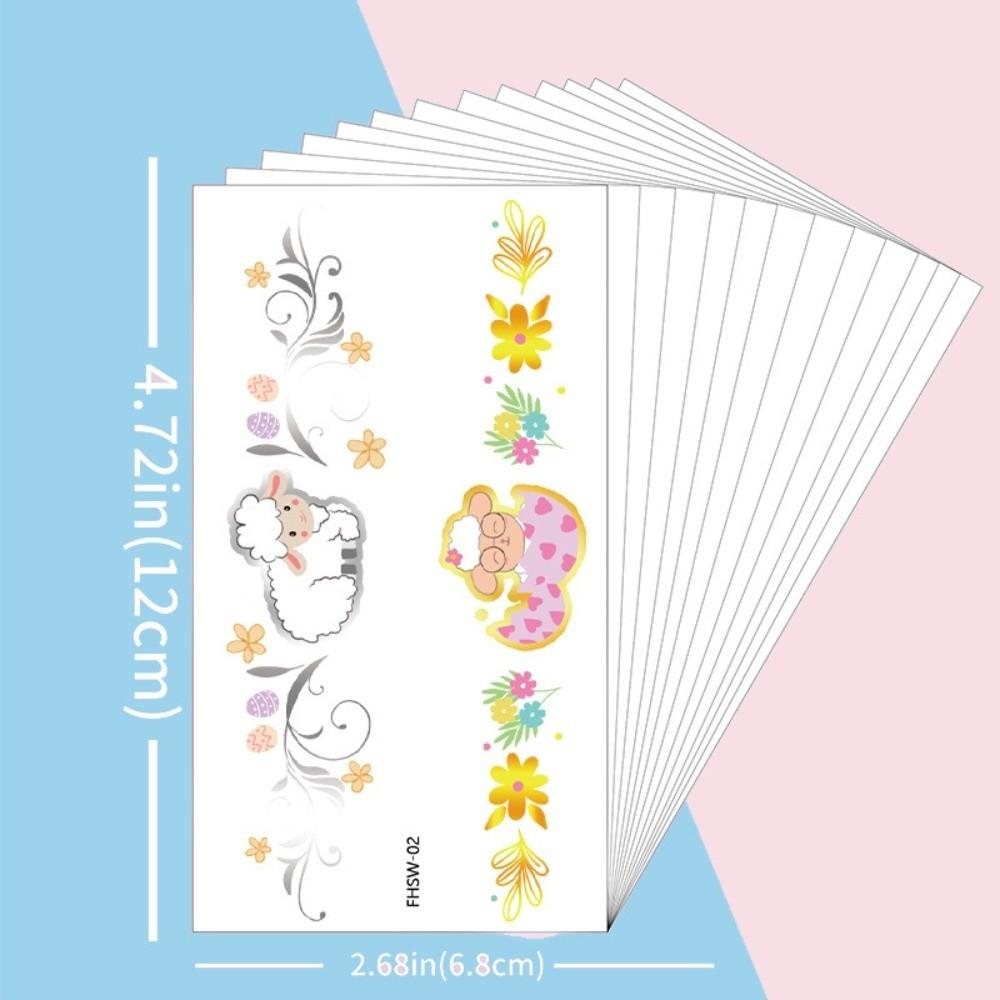 Wrist Arm Face Leg Face Temporary Tattoo Rabbit Carrot Eggs Flower Freckle Tattoo Easter Day