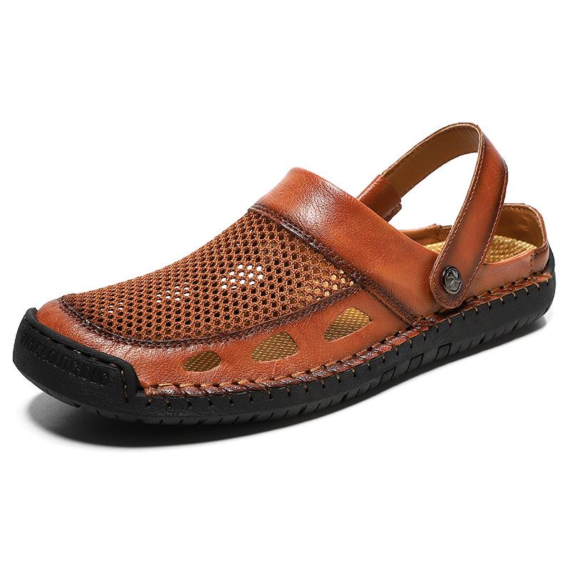 Men s Summer Breathable Mesh Hand-Stitched Casual Large Size Closed-Toe Beach Sandals 47