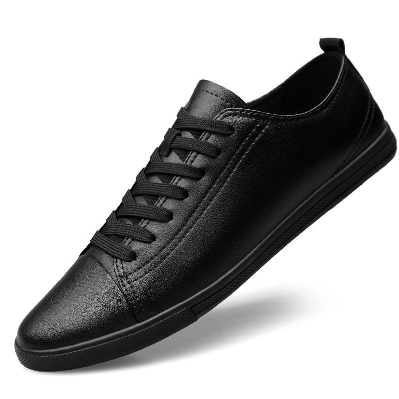 White Shoes Men  New Breathable White Shoes Men's Shoes Versatile Board Shoes Flat Leather Shoes