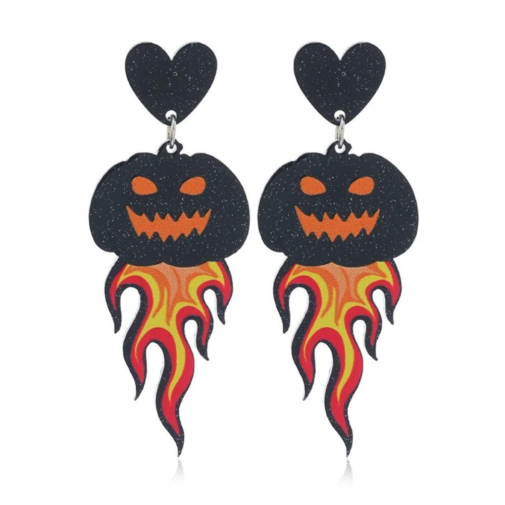1 Pair UFO Halloween Earrings Acrylic Pumpkin Dangle Earrings Aesthetic Cute Ghost Ear Studs Unisex