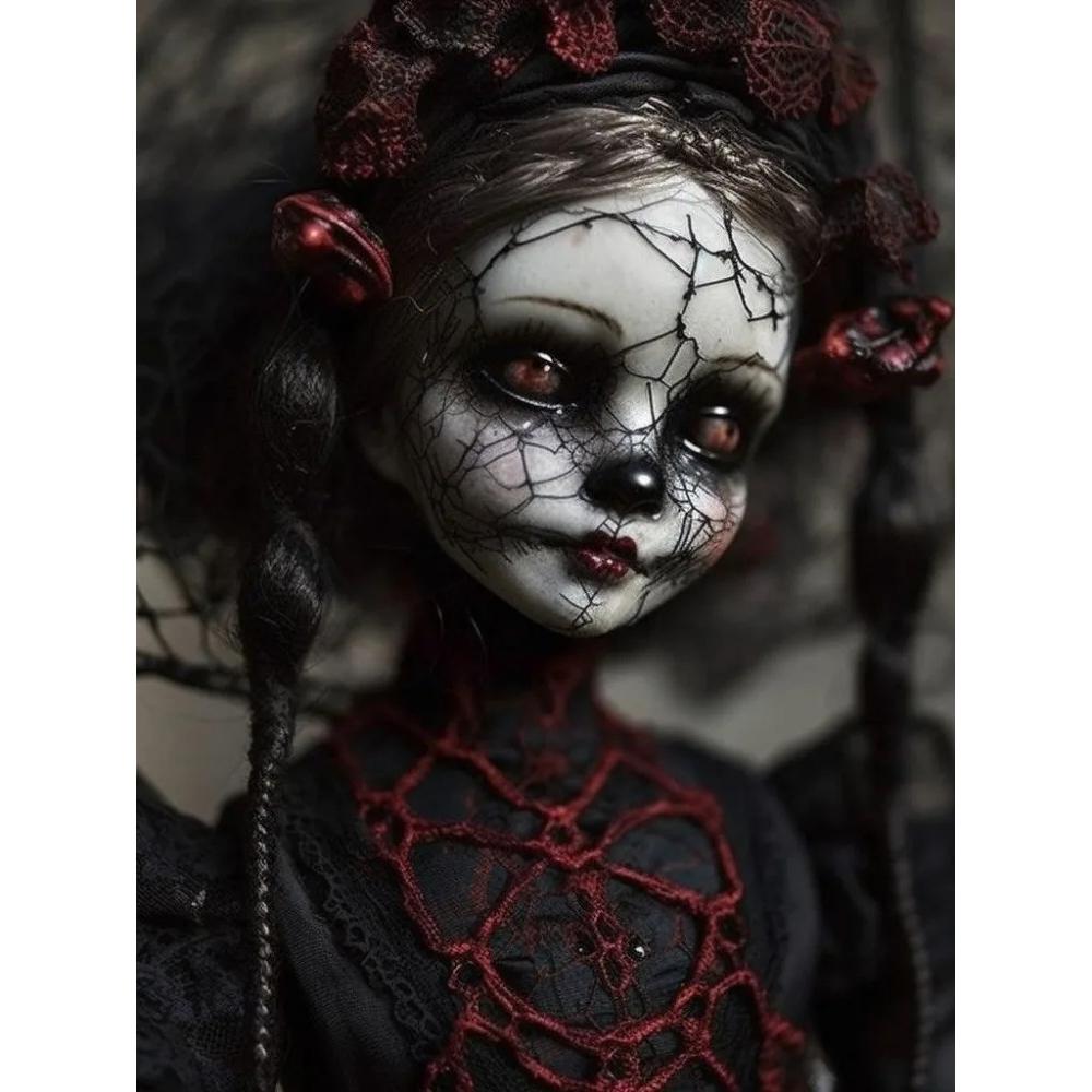 2026 New Dark Gothic Automaton Doll 5d Full Diamond Painting Skeleton Cartoon Character Crystal Cross Stitch Mosaic Home Decor