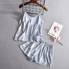 New Solid Color Sexy Suspender Pajamas Suit Thin V-neck Sleeveless Pajamas