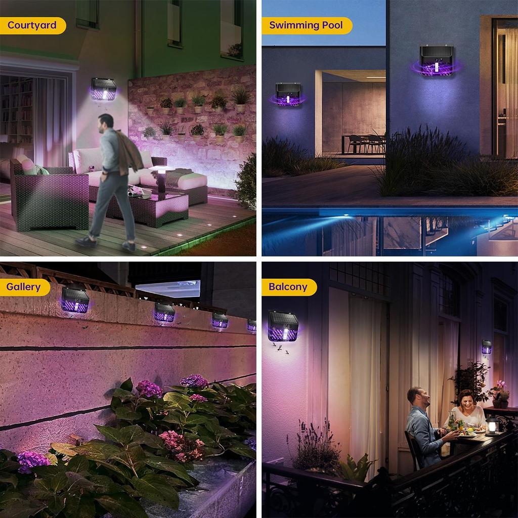 Solar Light Solar Bug Zapper Outdoor Mosquito Killer With Motion Sensor Waterproof Solar Powered Fly Trap For Garden Yard Wall