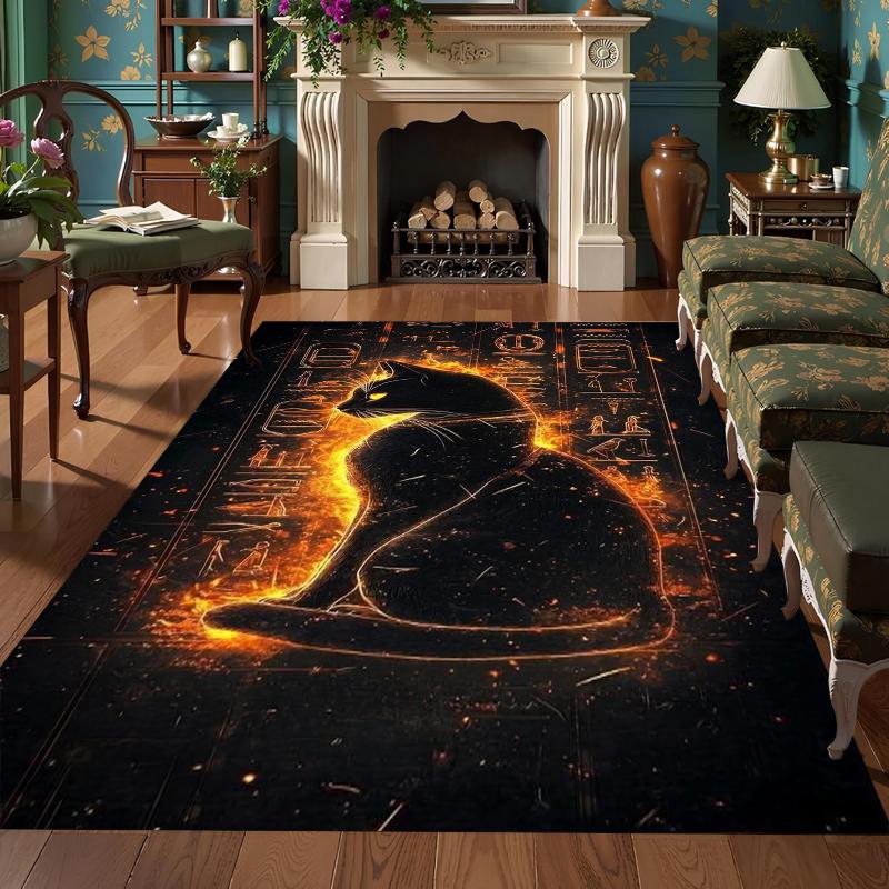 

Mystical Black Cat Area Rug Collection Non Slip Wear Resistant Soft Washable Entryway Floor Mat for Living Room Bedroom Decor 40X60cm