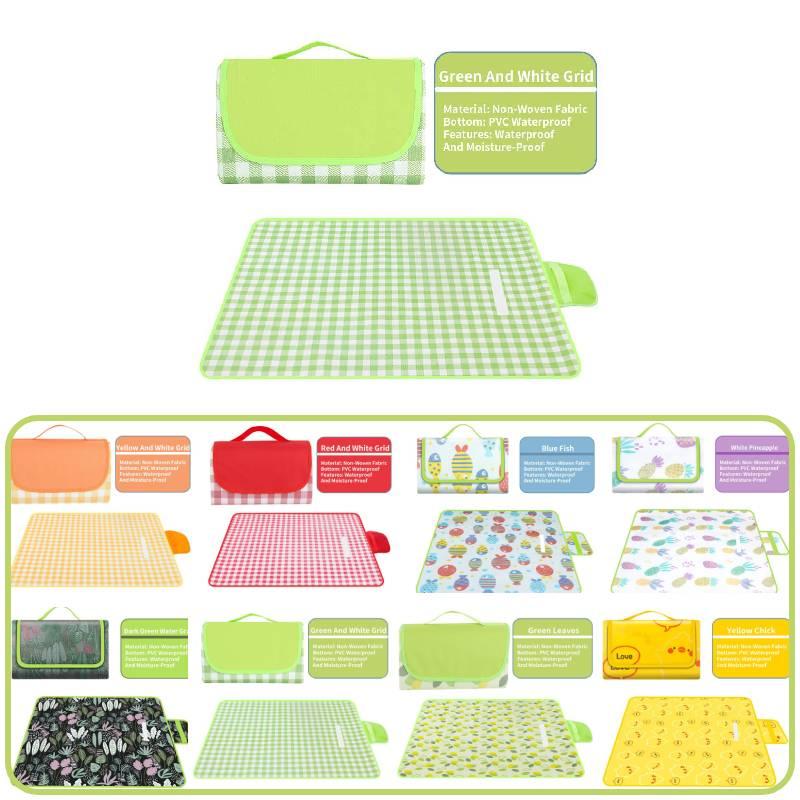 Tragbare Stranddecke Vliesstoff Picknickmatte mit wasserdichter Funktion Grüner Algenprint