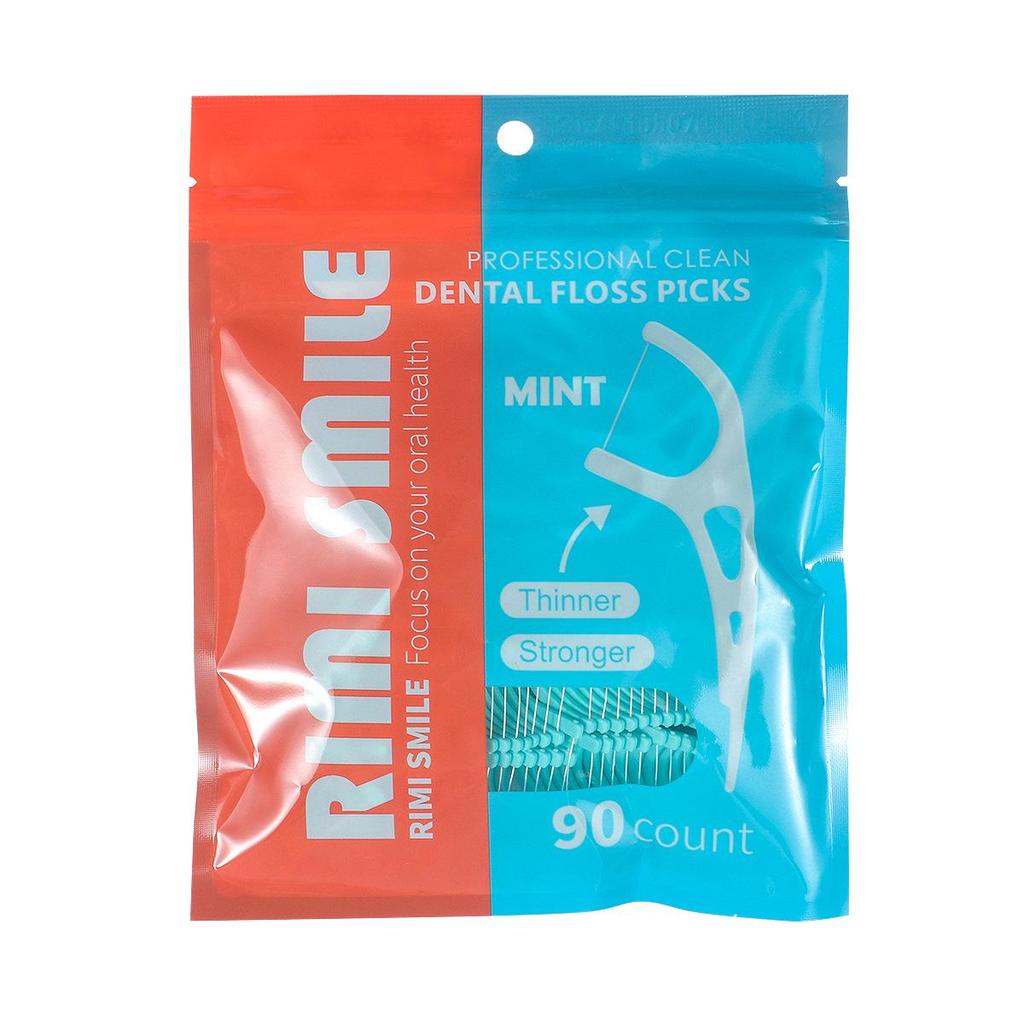 Mint-Flavored High-Tensile Polymer Floss Picks - Bow-Shaped, Fine, Smooth, Large-Mouth Plastic Toothpicks