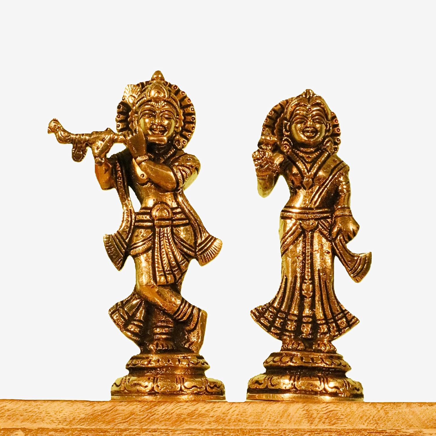 

God Radha Krishna Brass Idol, Handcrafted Art For Worship, Home Decor, Brass
