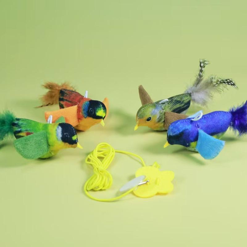 Hanging Feather Chirping Bird, Biting Resistant Cat Toy, Self-entertainment and Boredom, Cat Teasing Stick for Pets