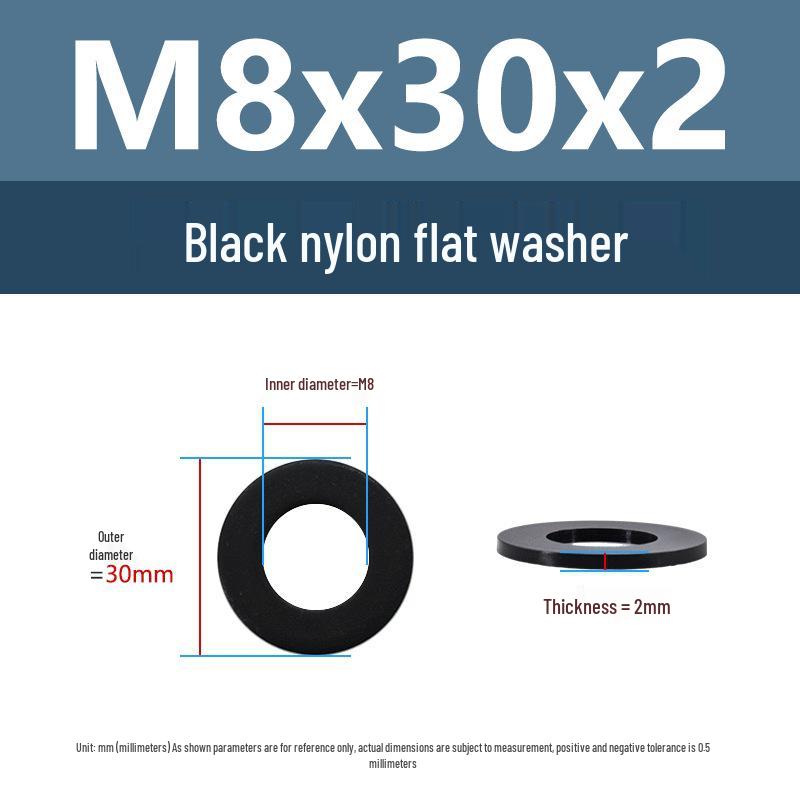Yigu High-Temperature Insulated Black Nylon Flat Washer (M2, M3, M10, M16, M24)