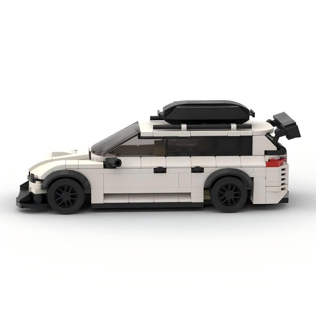 Skoda Octavia Drift Car Building Blocks - Lego Compatible White Desktop Ornament