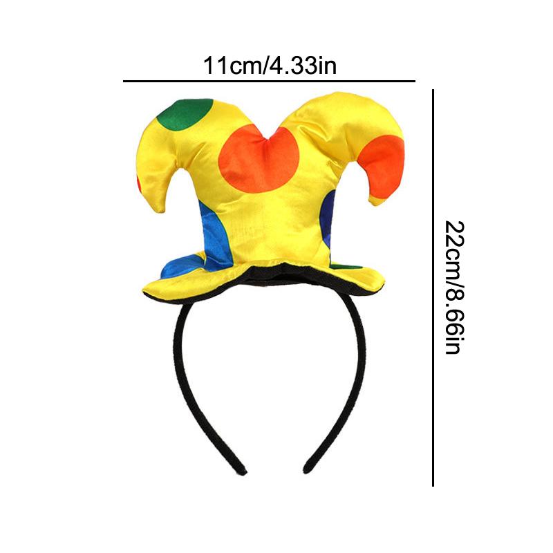 Colorful Clown Headdress Yellow Colored Dots Bow Headwear Circus Performance Props Funny Joker Hats Makeup Party Decorations