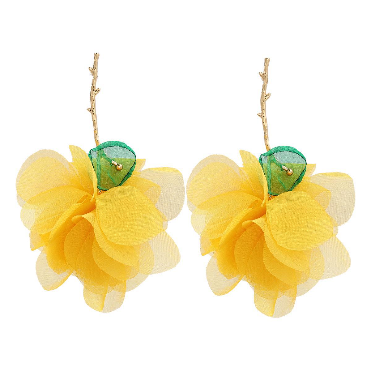 

«Богемные цветочные тканевые серьги»: Элегантный европейский и американский стиль для женщин. жёлтый