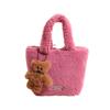 Fashionable Furry Crossbody Bag, Plush Bucket Bag, Hand-held Small Handbag