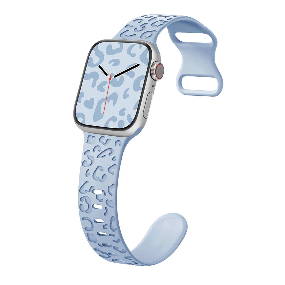 Silicone Strap For Apple Watch 10 9 8 7 45mm 41mm 42mm 46mm Ultra 2 49mm Leopard Print Bracelet Wristband iWatch 6 5 4 SE Correa