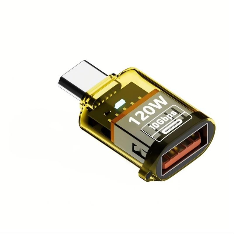 Type-C OTG Adapter Converter Support 10Gbps Data Transfer 120W Charging USB C Male to USB 3.2 Female Adapter Portable