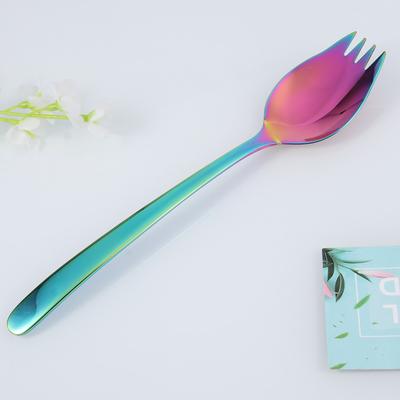 Creative 304 Stainless Steel Spork Heavy Duty Long Handle Spoon Fork for Kitchen Dinner Salad Dessert Fruit Ice Cream
