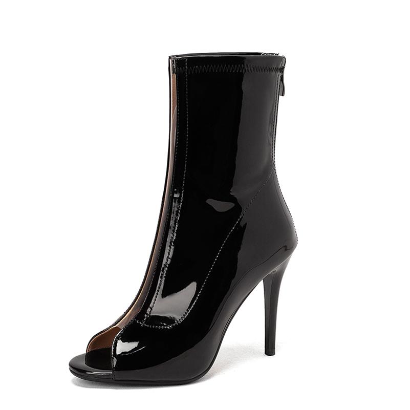 

Женские босоножки на высоком каблуке с открытым носком на шпильке и застежкой-молнией Лаконичный дизайн Сапоги для джазовых танцев Женская модная обувь Лето Зеленый 46 34 чёрный