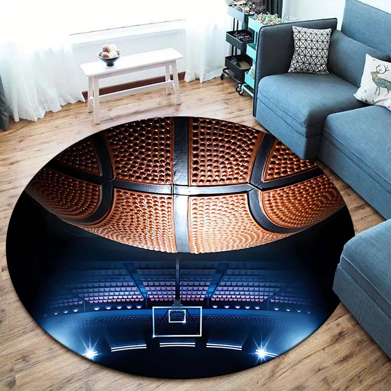 basketball Round Area Rug,Carpet Rug for Living Room Bedroom Sofa Playroom Decor,Non-slip Floor Mat