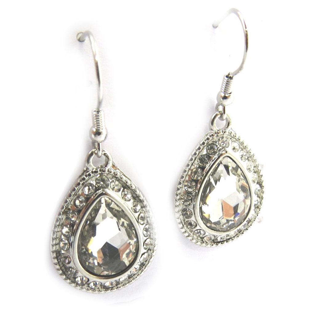 Les Trésors De Lily [N3138] - Silver White 'Sissi' Designer Earrings