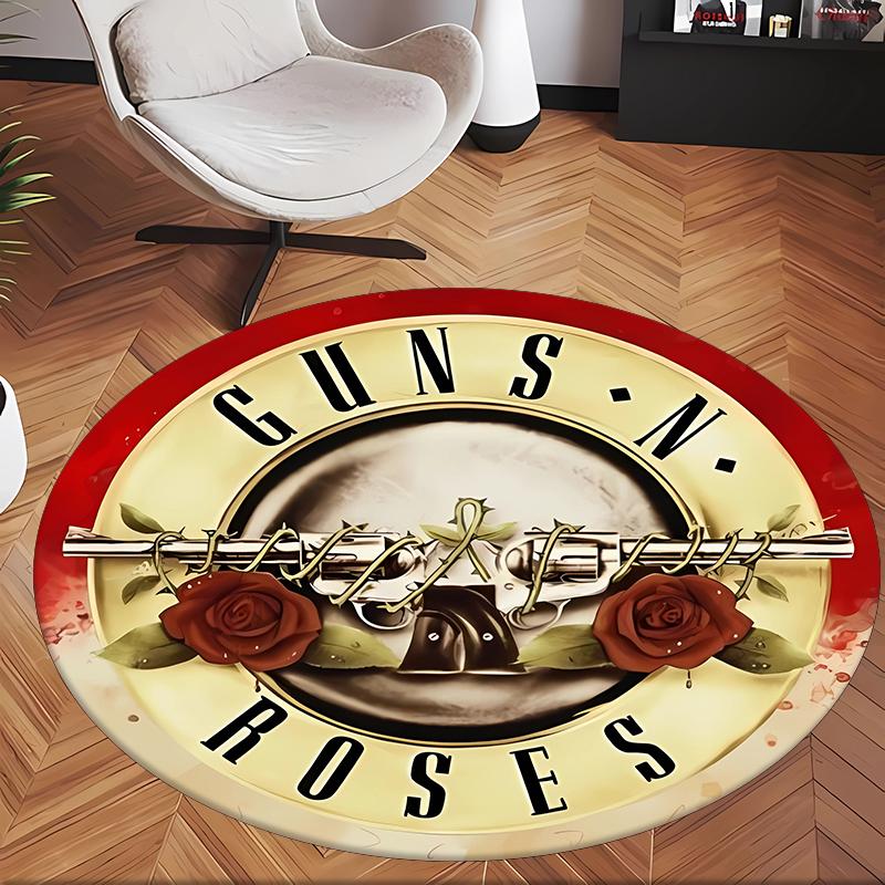 Guns N Roses (1) Round Office Rug Decorative Floor Rug for Office Bedroom Living Room and Home Space
