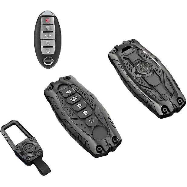 Heavy Zinc Alloy Key Fob Case Cover With Keychain Compatible With  2024 2025 Nissan Rogue Pathfinder And 2024 2025 Sentra Key Shell Accessories Model-D