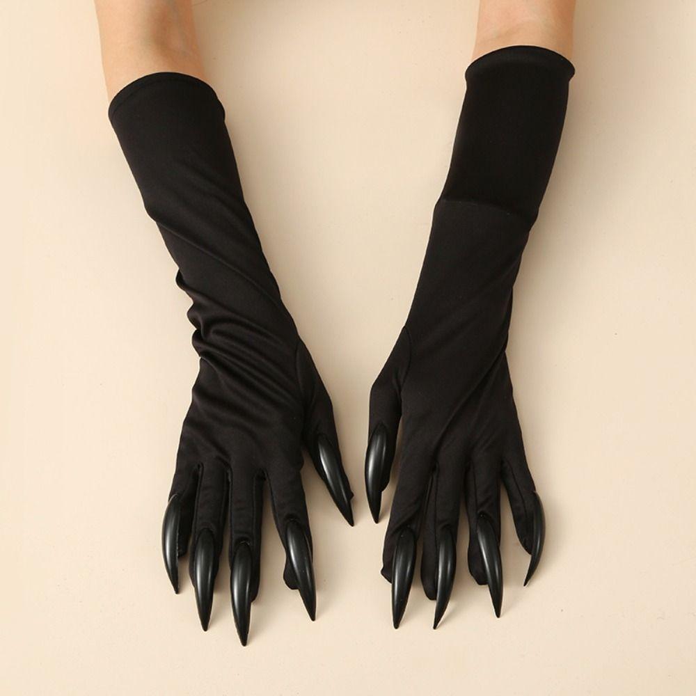 Black Ghost Cat Demon Paw Gloves Full Finger Women Long Mittens  Cosplay