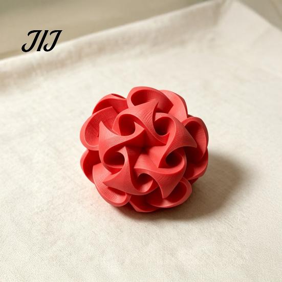 Versatile Office Desk Accessories 3D Printed Geometric Hollow Sphere Sculpture, Abstract Twisted Flower Fine Craftsmanship Decor Ball Ornament, Modern