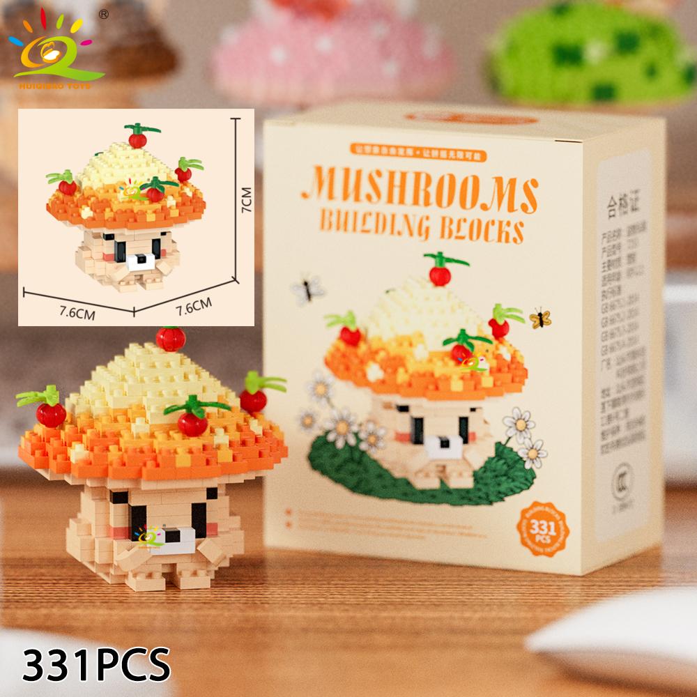 DIY Cute Mushroom Bouquet Micro Building Blocks Model Creative Home Desk Decoration Brick Toy For Kids