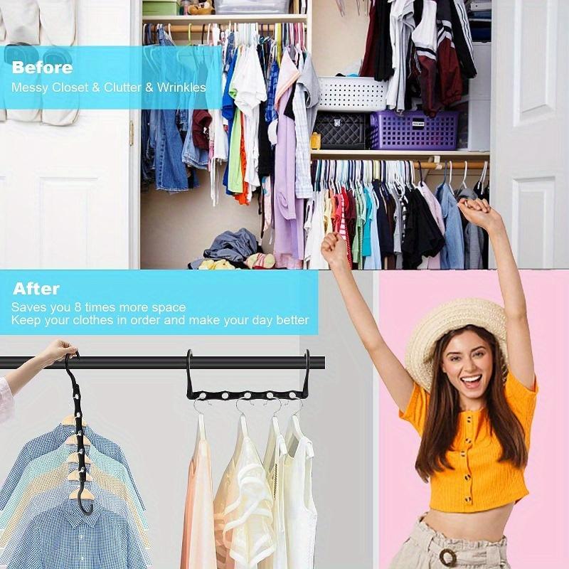 5 Holes Sturdy Plastic Clothes Closet Organizers and Storage, Space Saver Organization, College Dorm Room Essentials