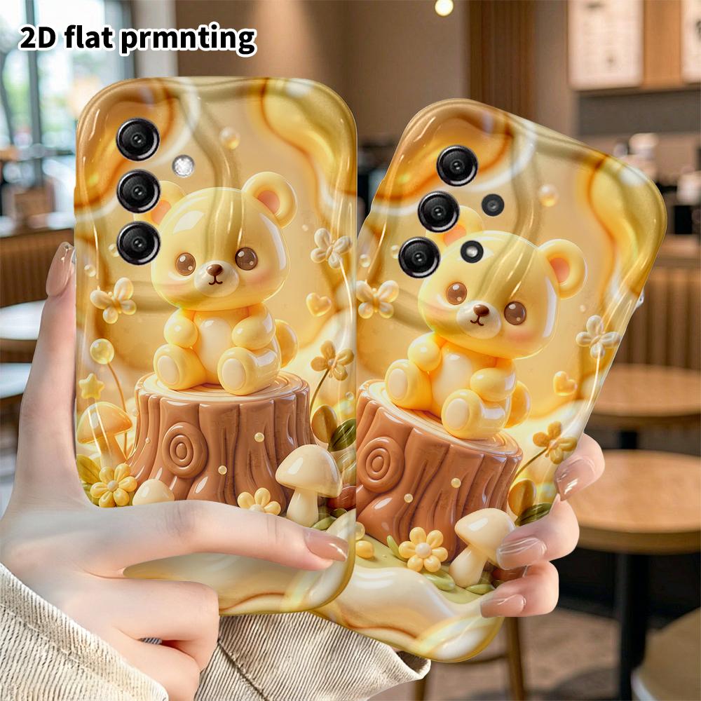 Phone case: 2D flat, suitable for Samsung Galaxy A34 A35 M05 M06 S20 S22 S21 FE Plus 5G, tree stump bear, perfect Christmas and Halloween holiday gift