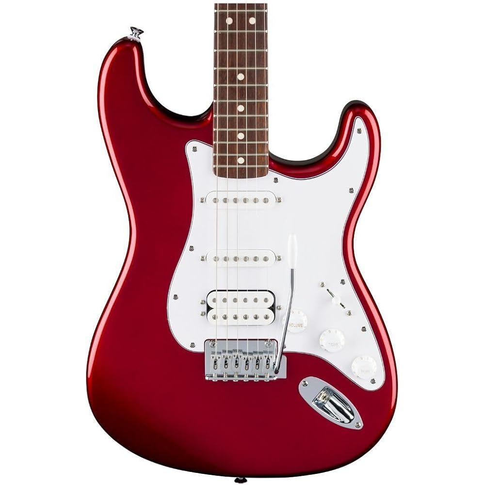Fender Standard Stratocaster® HSS Electric Guitar, Laurel Fingerboard, White Pickguard, Candy Cola, with Soft Case.