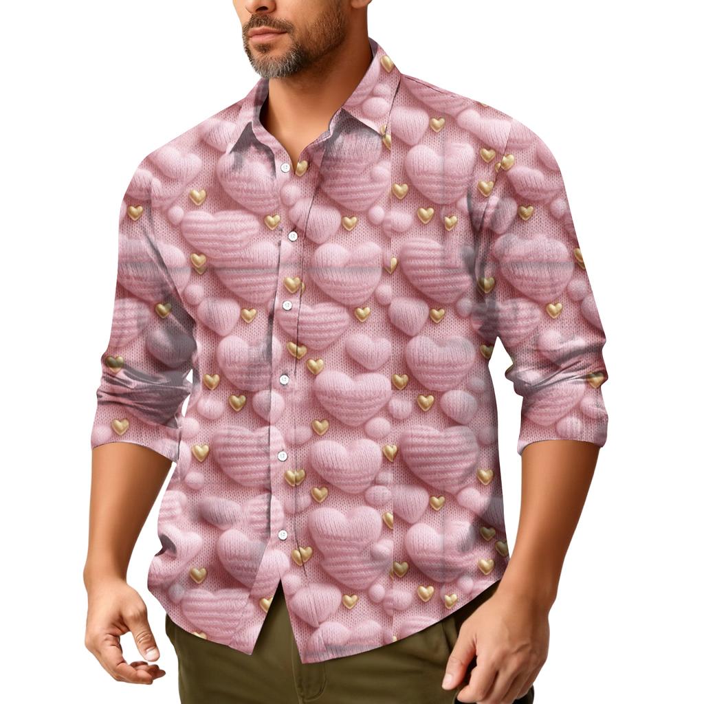 Men'S Casual Loose Fitting Long Sleeved Shirt Fashionable Lapel Shirt Top