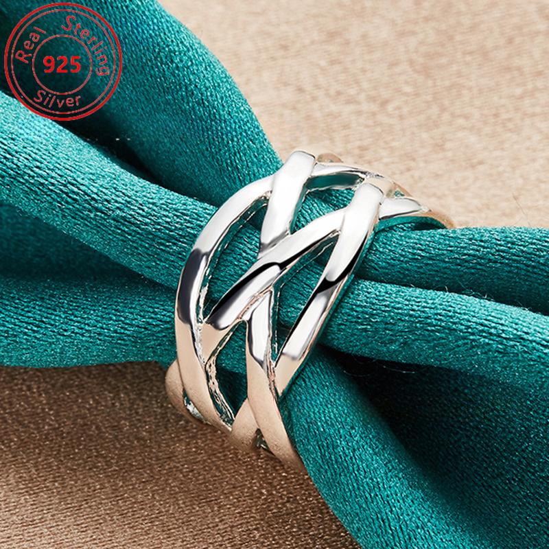 S925 Sterling Silber verschlungener Ring Retro ethnischer Stil Geeignet für den täglichen Gebrauch Valentinstags- und Muttertagsgeschenke