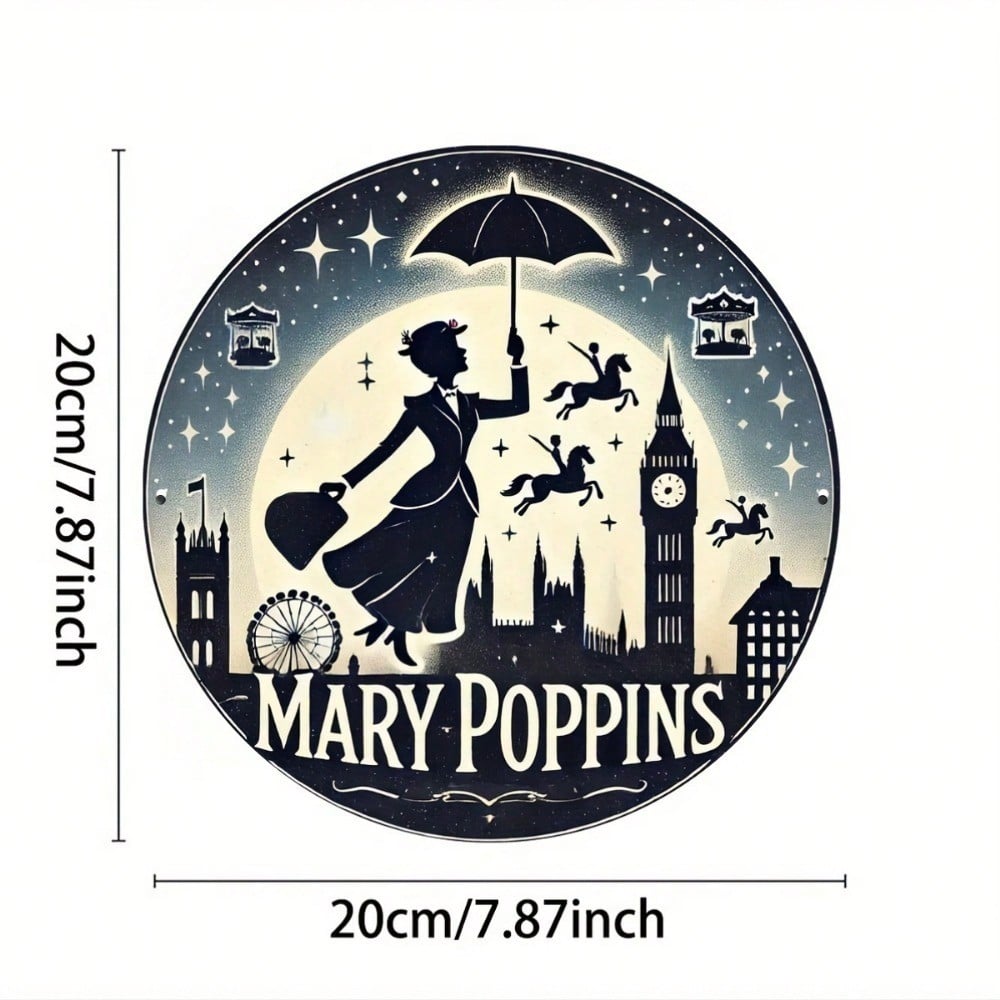 Vintage Metal Wall Art Mary Poppins Sign Home Garden Cafe Bar Decor