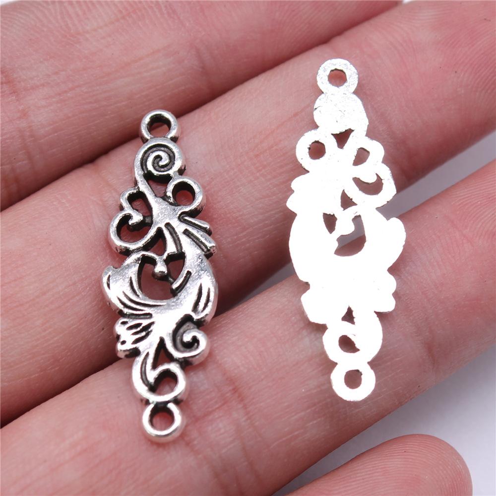 10pcs Charms Motif Antique Silver Color Motif Pendant Charms Flower Charms For Jewelry Making