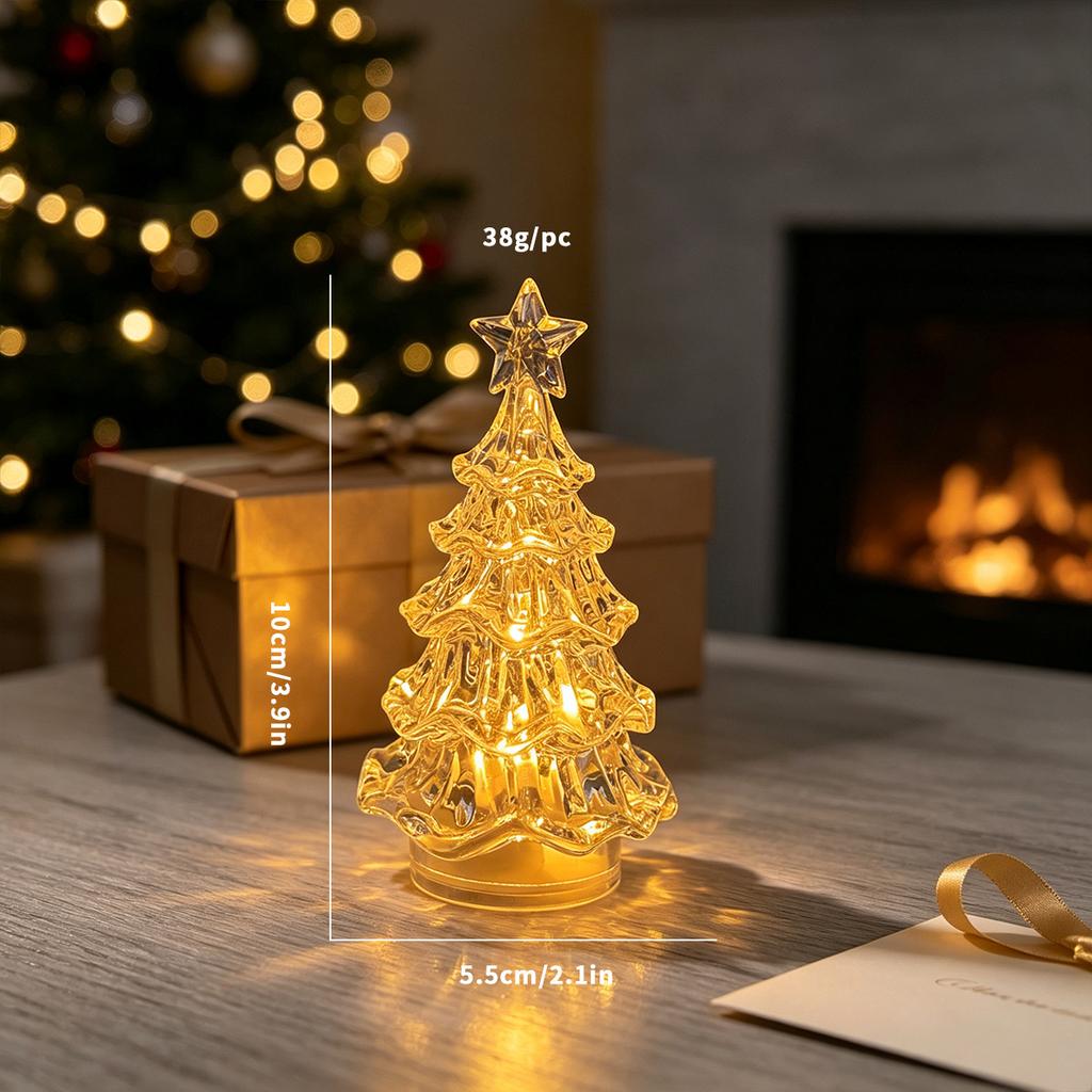 Crystal Christmas Tree Night Light Christmas Desktop Ornament Xmas Tree Lamp Christmas Gift Glow in The Dark Home Decor