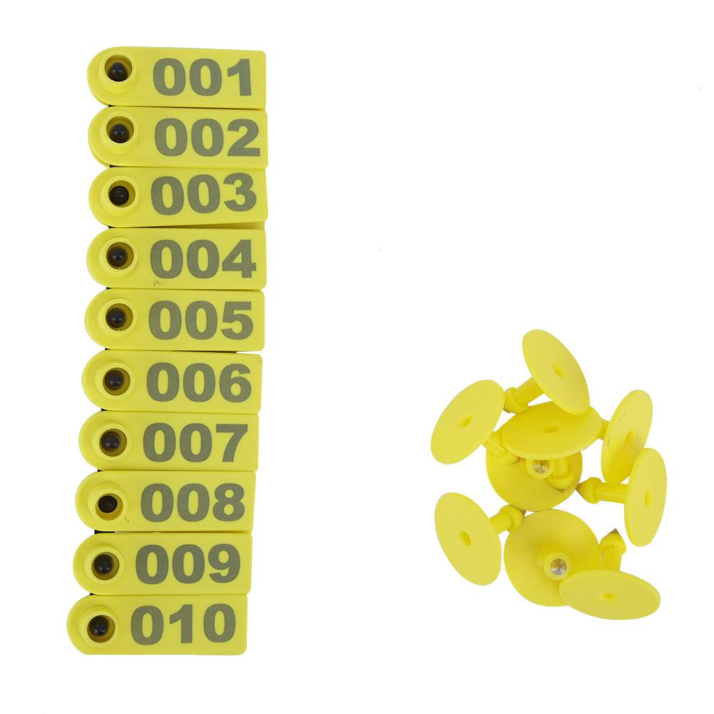 1 100 Number Plastic Livestock Ear Tag Animal Tag for Goat Sheep Pig (Yellow)