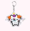 Kawaii Little Cat with Flower Keychains Strawberry Kitten Keyring for Accessories Bag Key Chain Ring Jewelry Fans Friends Gifts